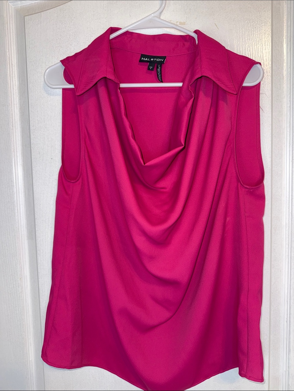 Halston Heritage Sleeveless Draped Cowl Neck Camisole — Fuchsia